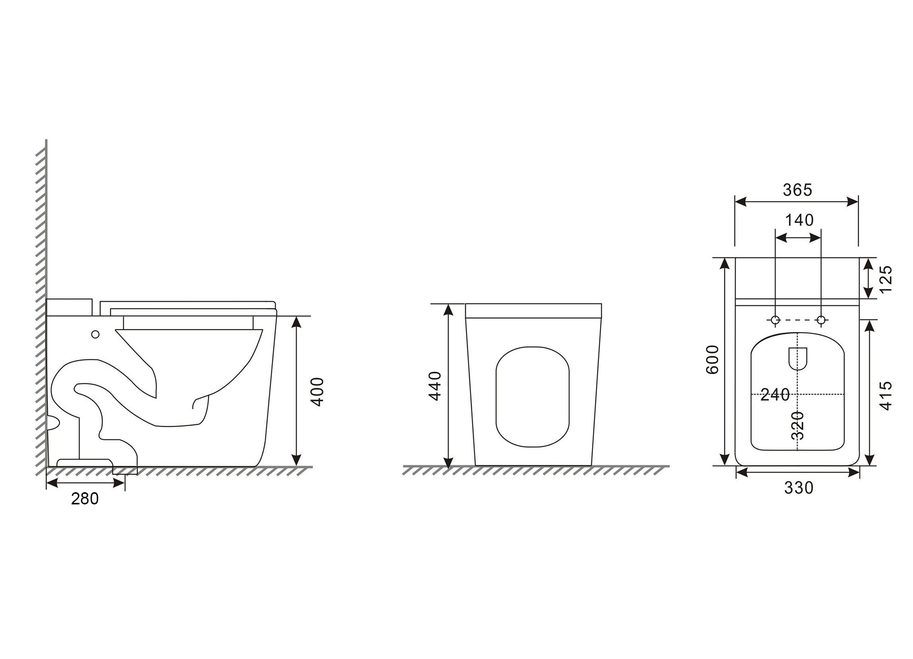Унитаз Abber Rechteck AC1212P приставной белый с импульсным смывом