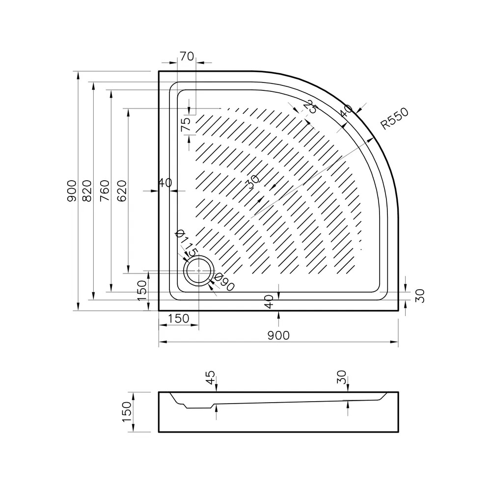 Акриловый душевой поддон Lavinia Boho Rock 37072900 90х90 см