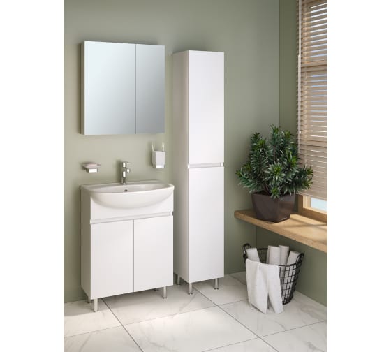 Зеркальный шкаф Runo Лада 60х65 белый