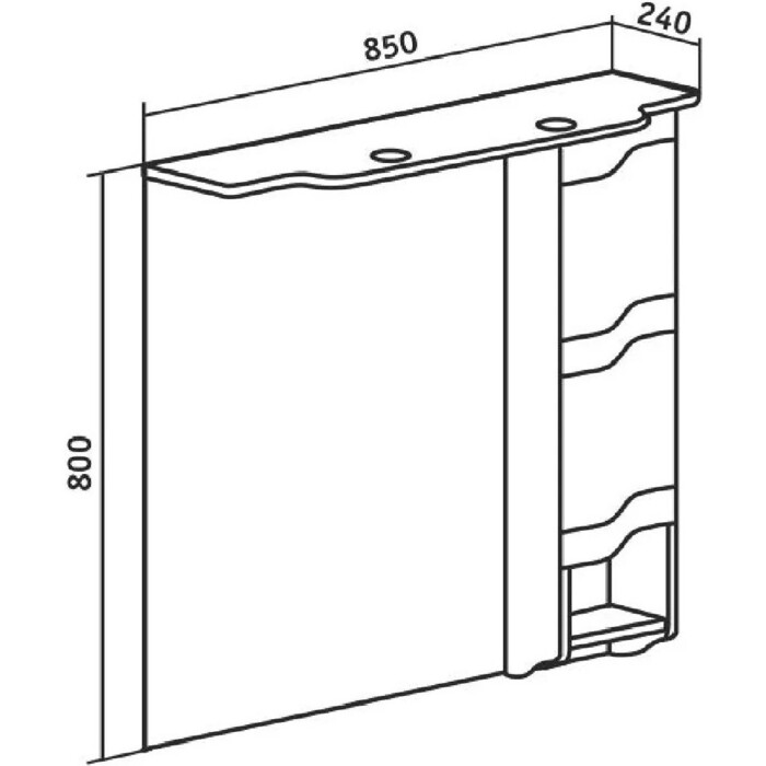 Зеркальный шкаф Runo Стиль 85х80 правый, белый