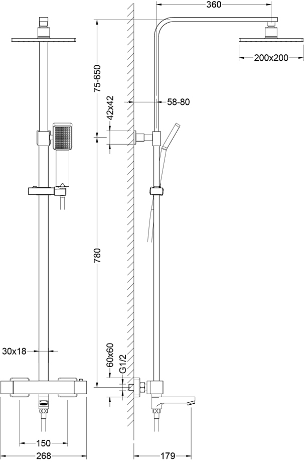 Душевая система Timo Tetra-thermo SX-0169/03