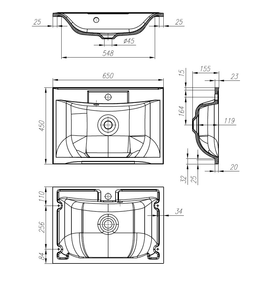 Раковина накладная BelBagno BB650/450-LV-MR-PR
