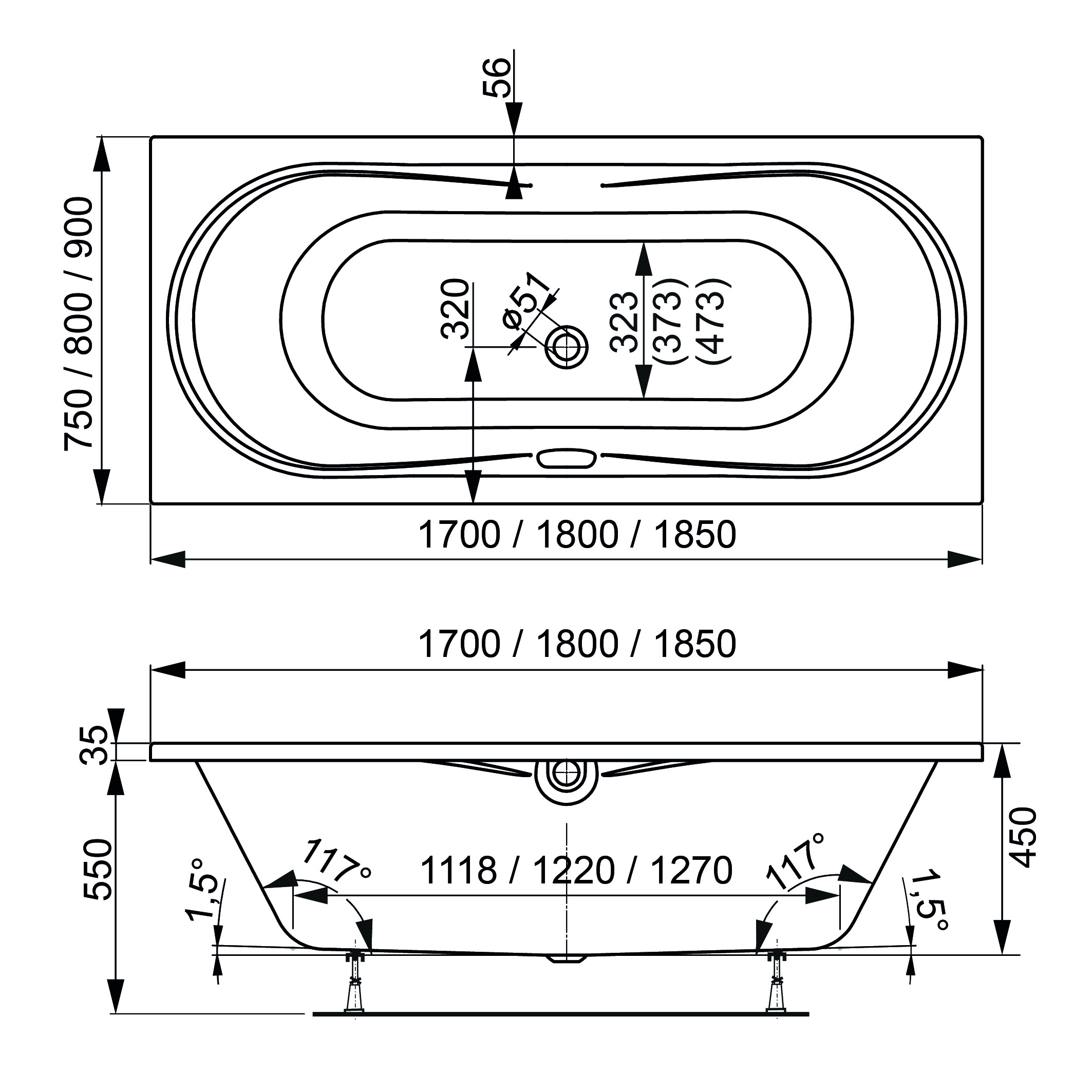 Акриловая ванна VAGNERPLAST Briana VPBA185BRI2X-04 185х90