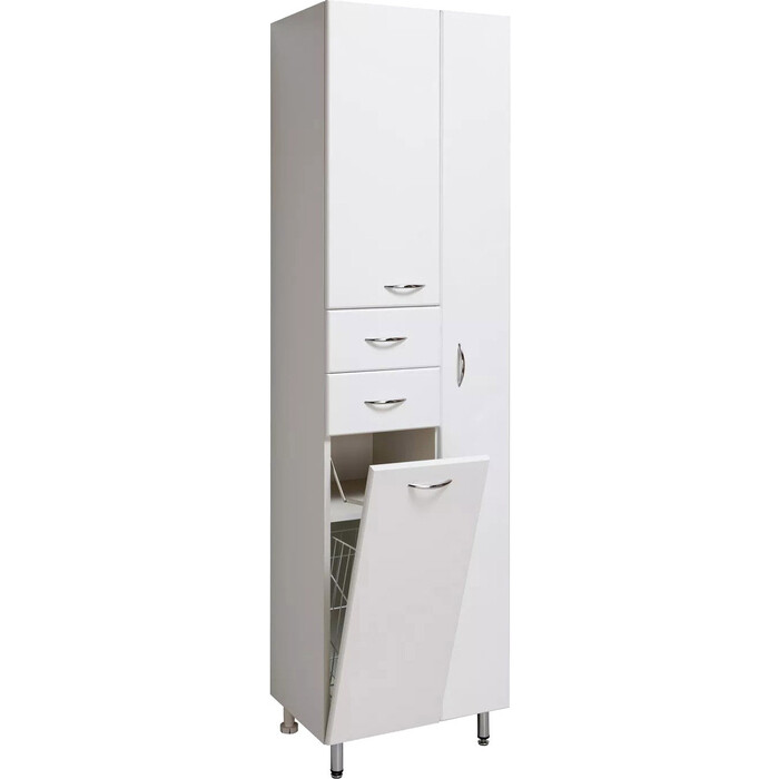 Пенал Runo Эконом 50х190 правый, с корзиной для белья, белый