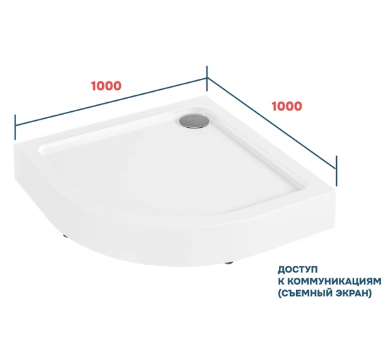 Поддон для душа 1Marka Flat 01фл1010чкК, 100х100 см
