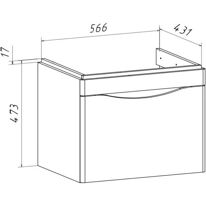 Тумба под раковину Runo Афина 57х43 подвесная, бежевая