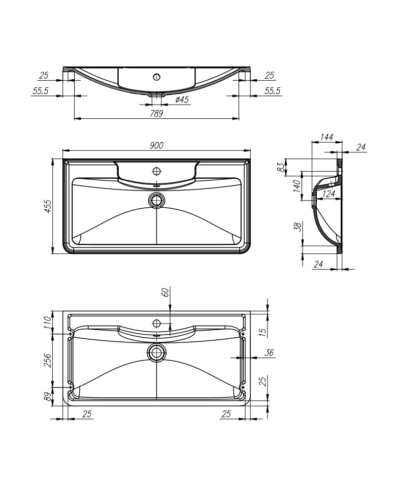 Раковина BelBagno BB800/455-LV-MR-ALR накладная