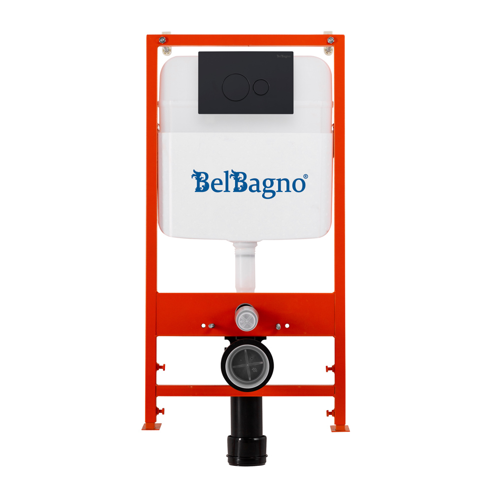 Инсталляция для подвесного унитаза BelBagno BB026/BB084NERO с панелью смыва