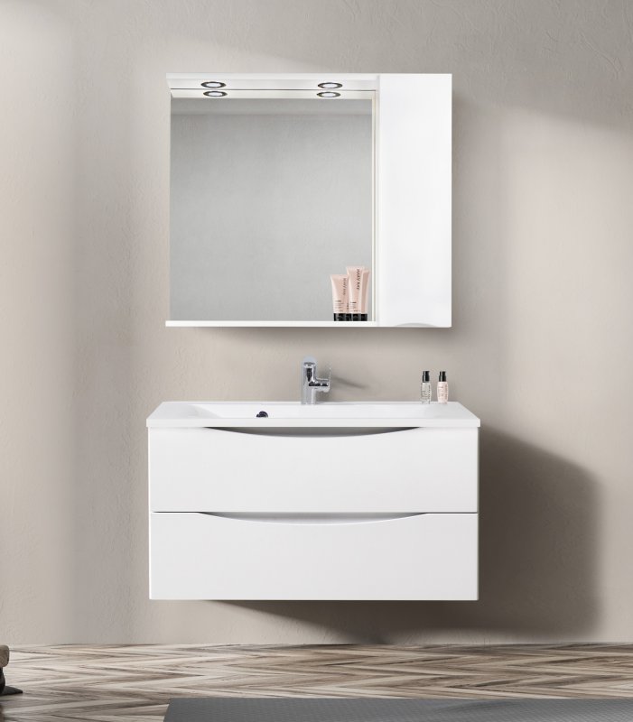 Зеркальный шкаф BelBagno Marino 90 см R, Bianco Lucido