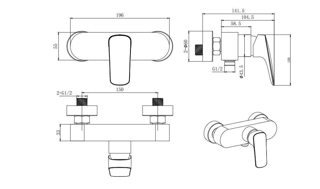 Смеситель Aquatek Вега AQ1060MB для душа