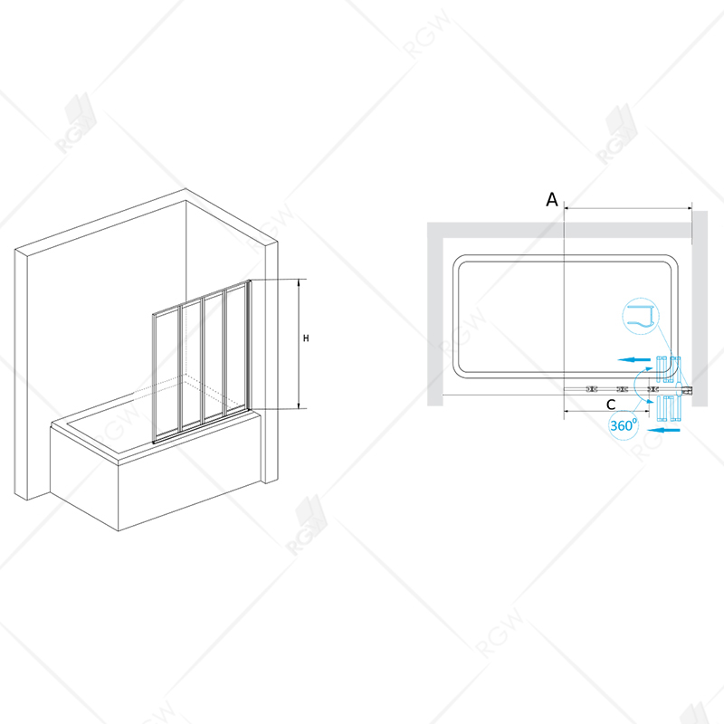 Шторка на ванну RGW SC-23 100х150