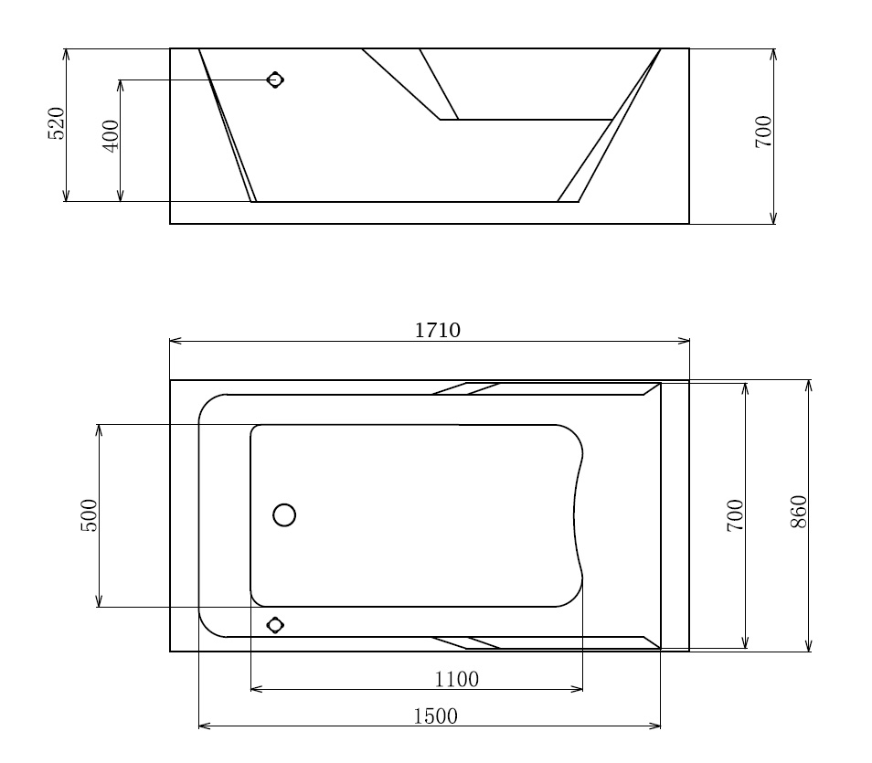 Акриловая ванна Gemy G9066 II K L