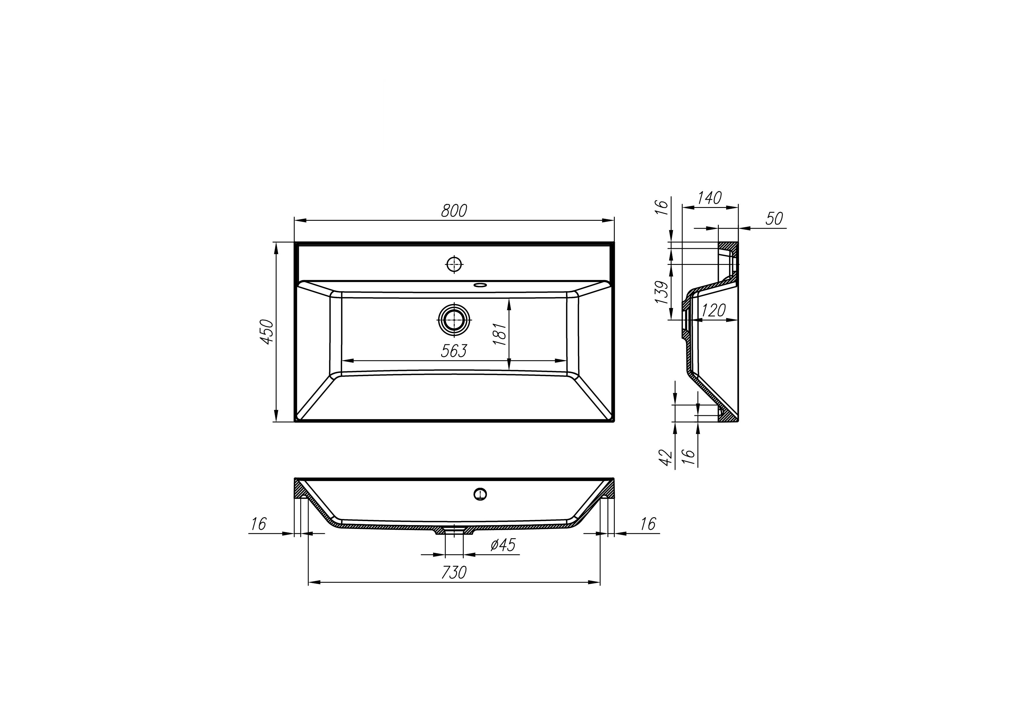 Раковина накладная BelBagno BB800/450-LV-MR-AST