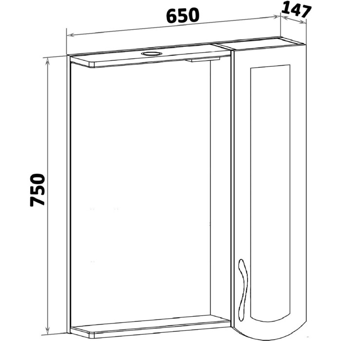 Зеркальный шкаф Runo Неаполь 65х75 правый, белый