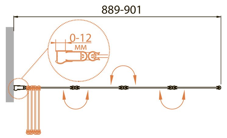 Душевая шторка Cezares RELAX-V-4-90/140-C-Bi