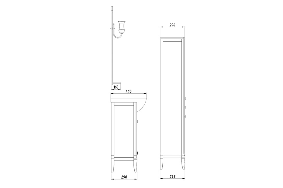 Пенал ASB-Woodline Салерно 40 белый патина серебро