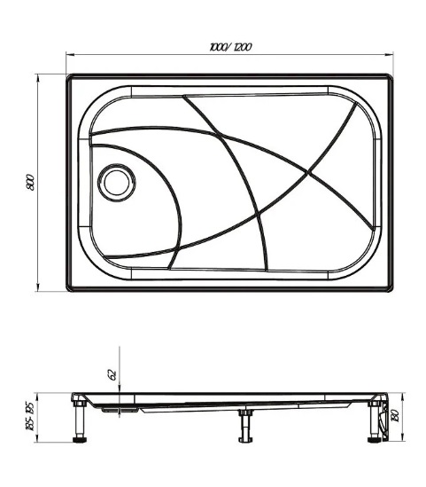 Поддон для душа 1Marka Freya NEW 01пфн1080пК, 100х180 см