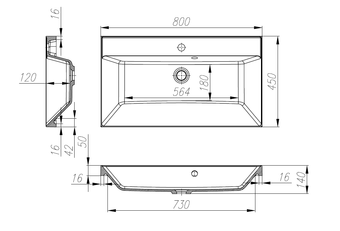 Раковина накладная BelBagno BB800/450-LV-ART-AST-NERO
