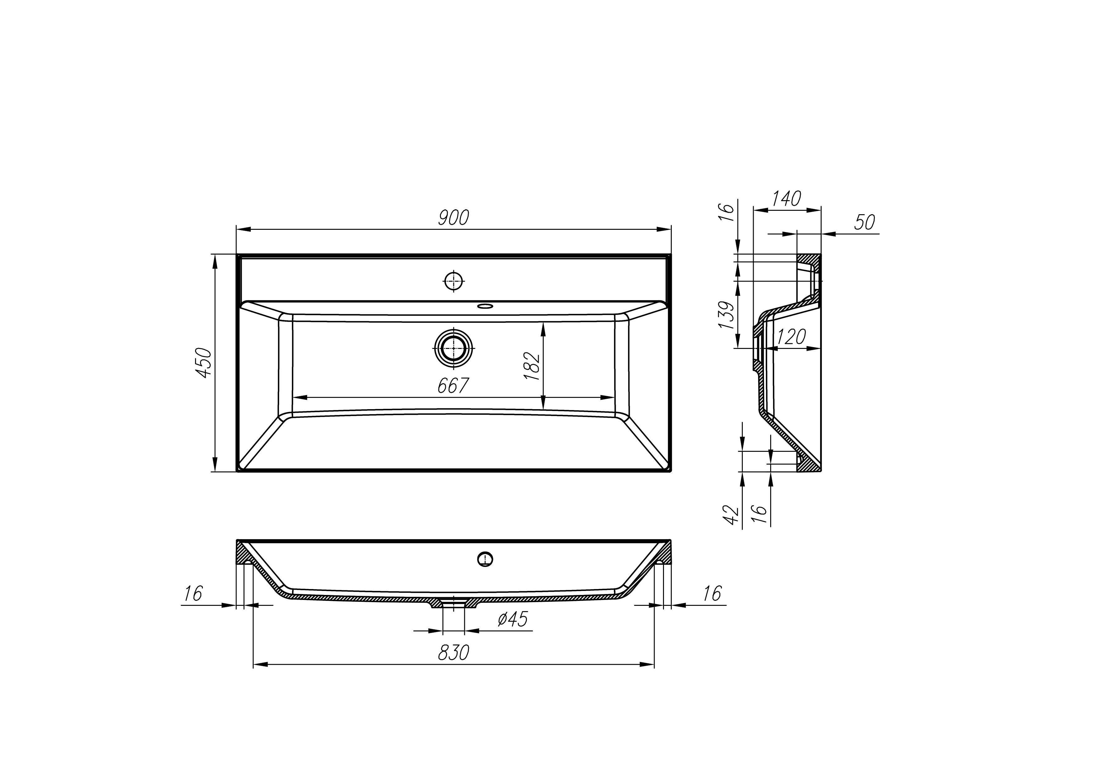 Раковина накладная BelBagno BB900/450-LV-MR-AST