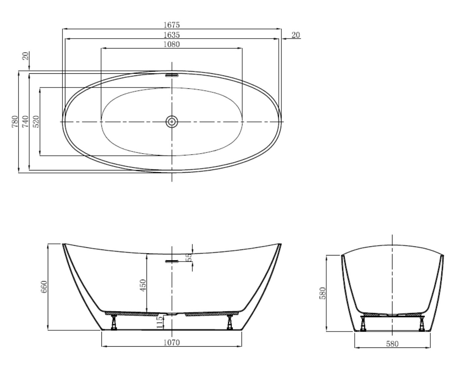 Акриловая ванна VagnerPlast Lorna KRBV167LOR7X-64 167х79