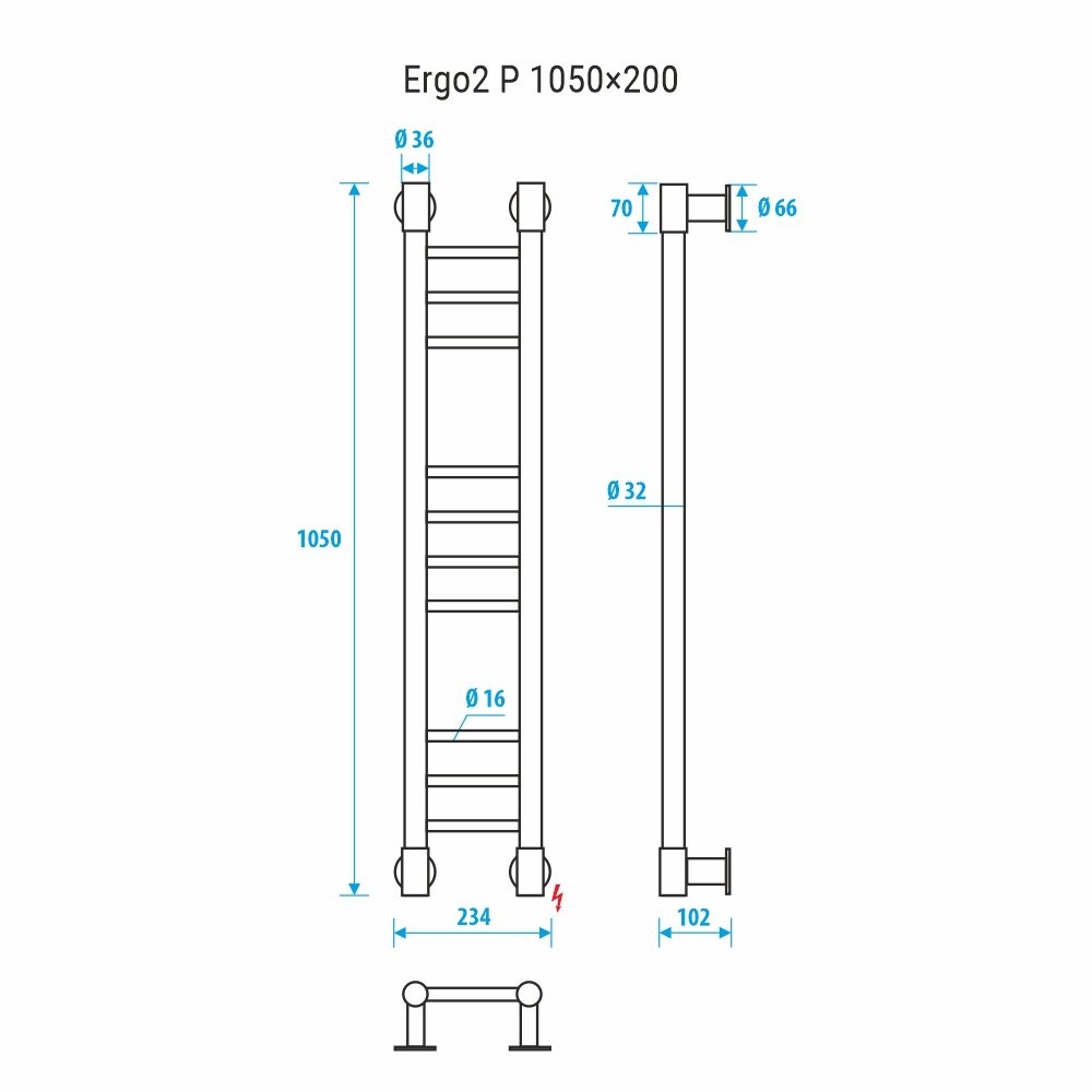 Электрический полотенцесушитель Energy Ergo2 P 1050x200 RAL 9003 (белый матовый)