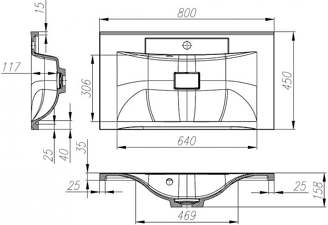 Раковина накладная BelBagno BB800/450-LV-MR-PR
