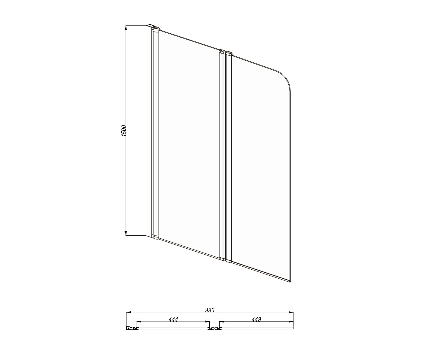 Шторка на ванну Aquatek AQ DEL SBA 10015CH 100х150 см