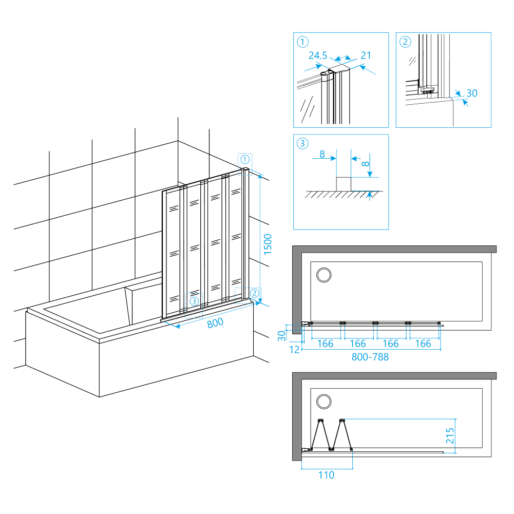 Шторка на ванну RGW SC-23 80х150