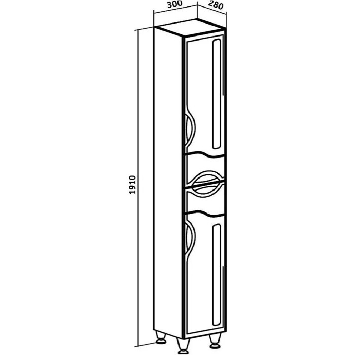 Пенал Runo Толедо 30х190 правый, белый