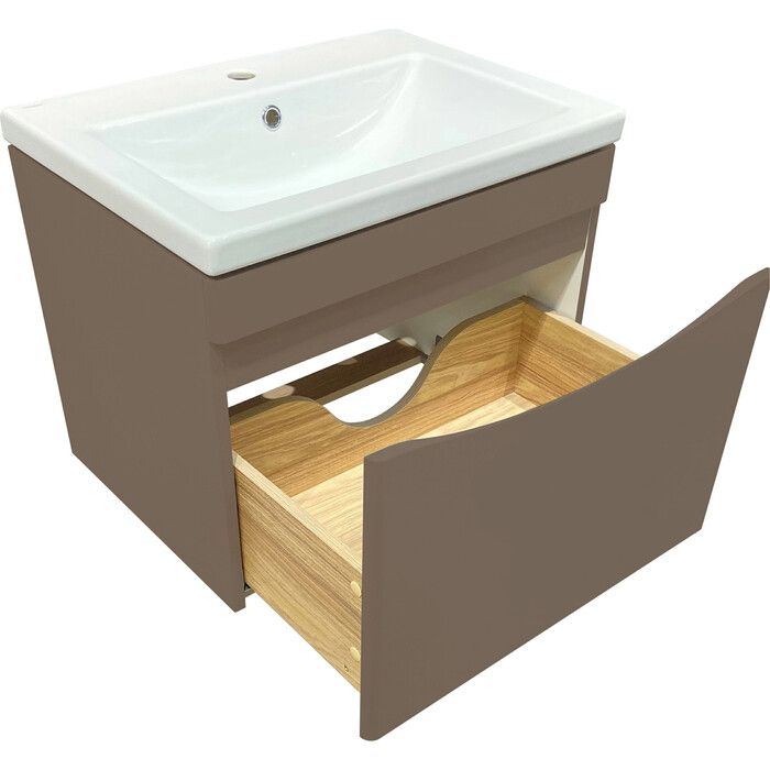 Тумба под раковину Runo Афина 57х43 подвесная, бежевая