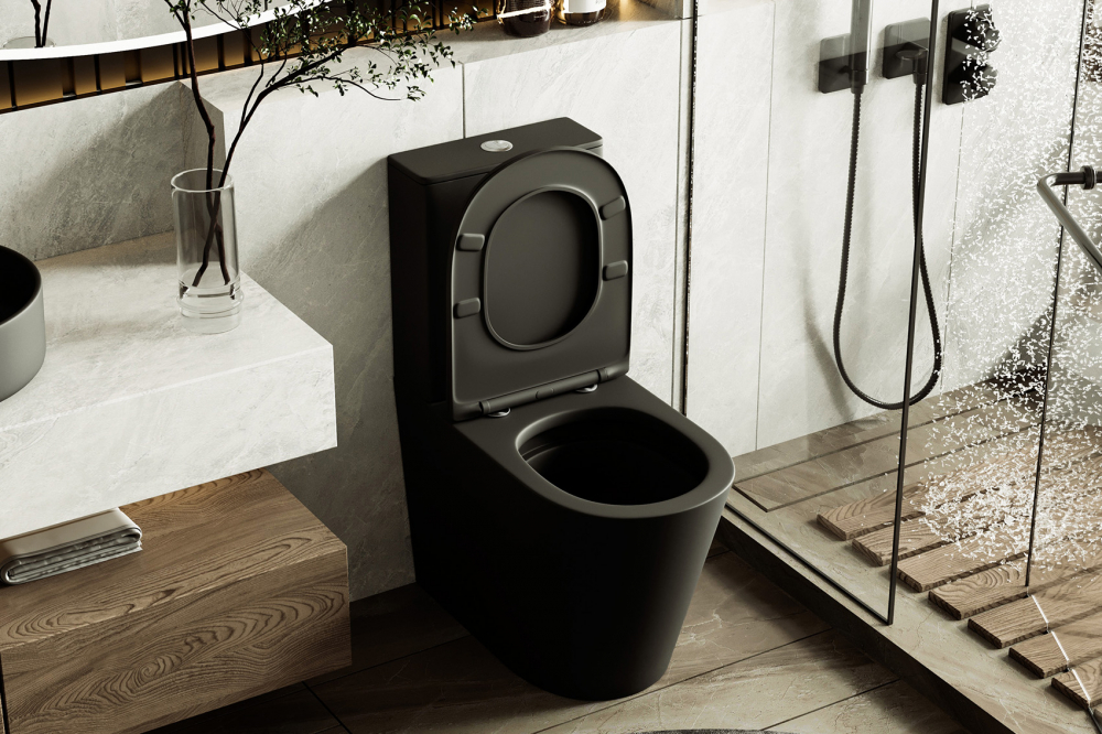 Унитаз Abber Bequem AC1112TMB компакт черный матовый, безободковый, смыв торнадо