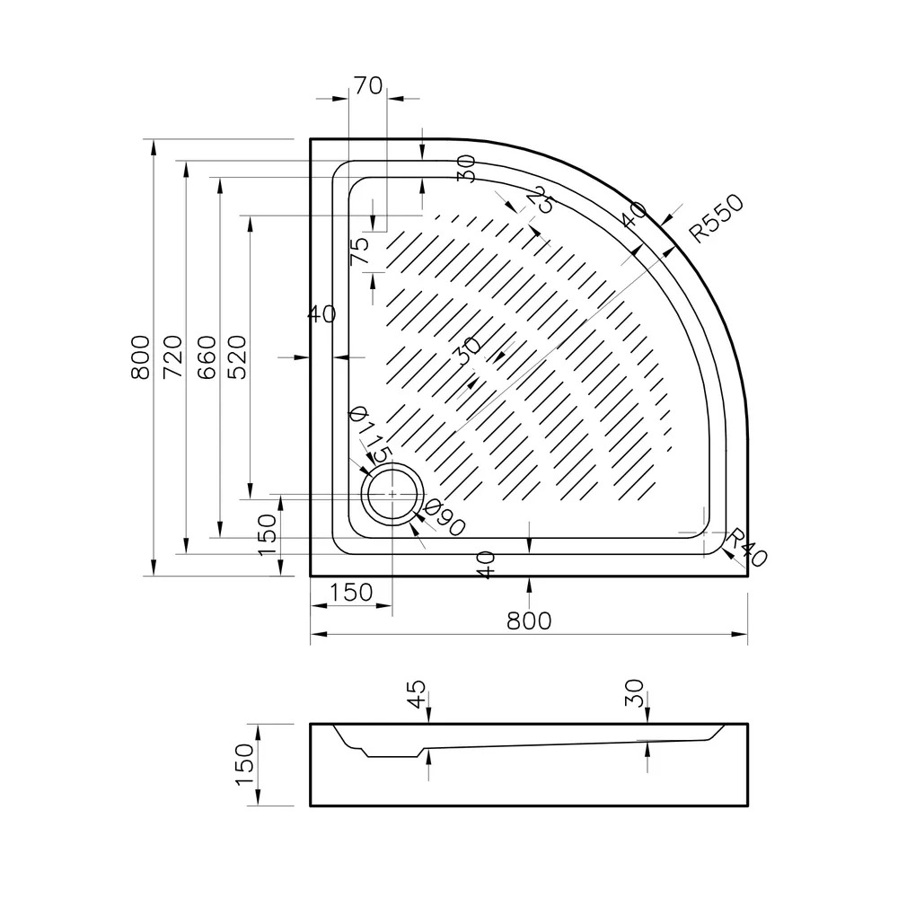 Акриловый душевой поддон Lavinia Boho Rock 37071800 80х80 см