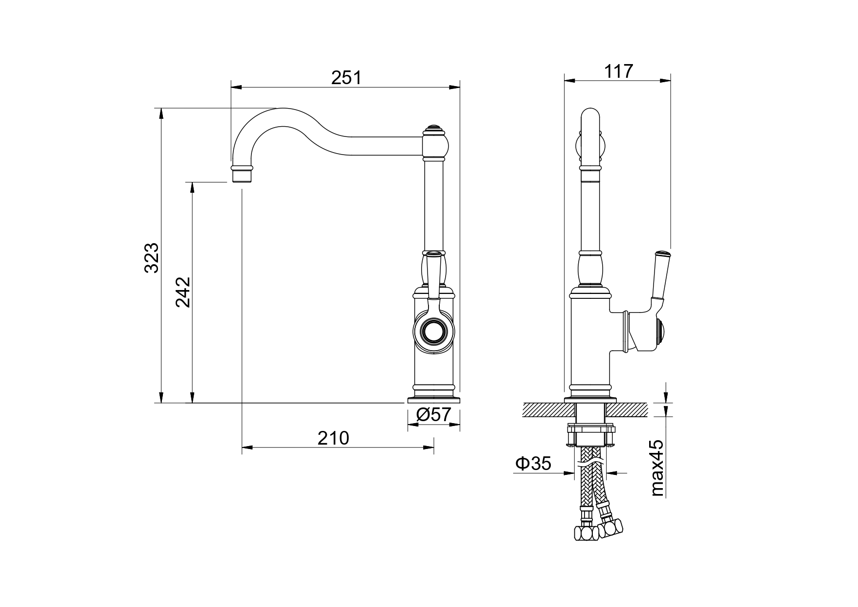 Смеситель Aquatek Классик AQ1580MB для кухни