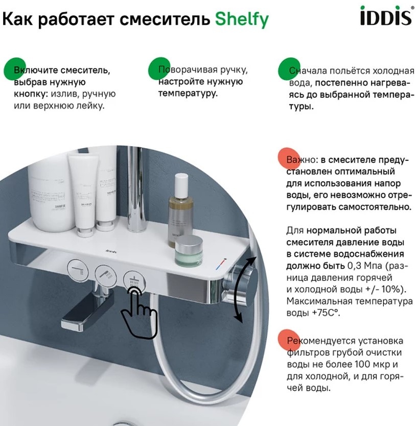 Душевая система Iddis Shelfy SHESBBTi06