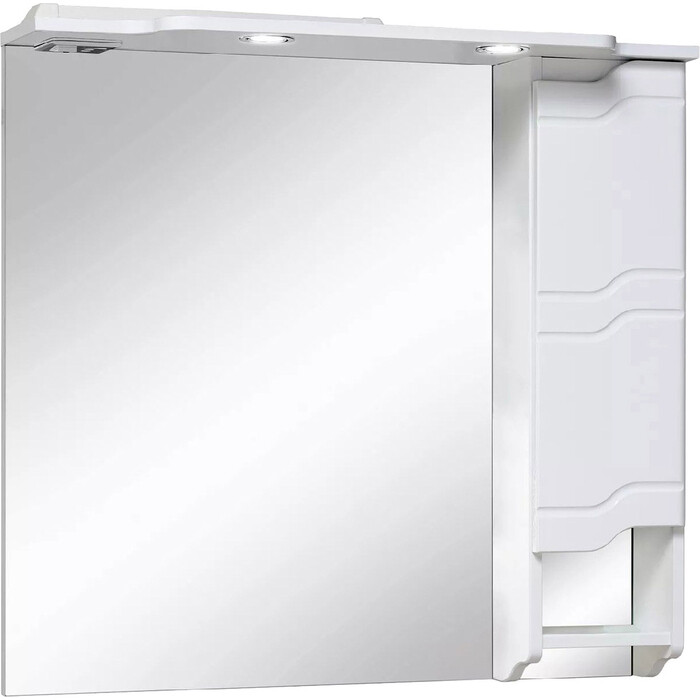 Зеркальный шкаф Runo Стиль 85х80 правый, белый