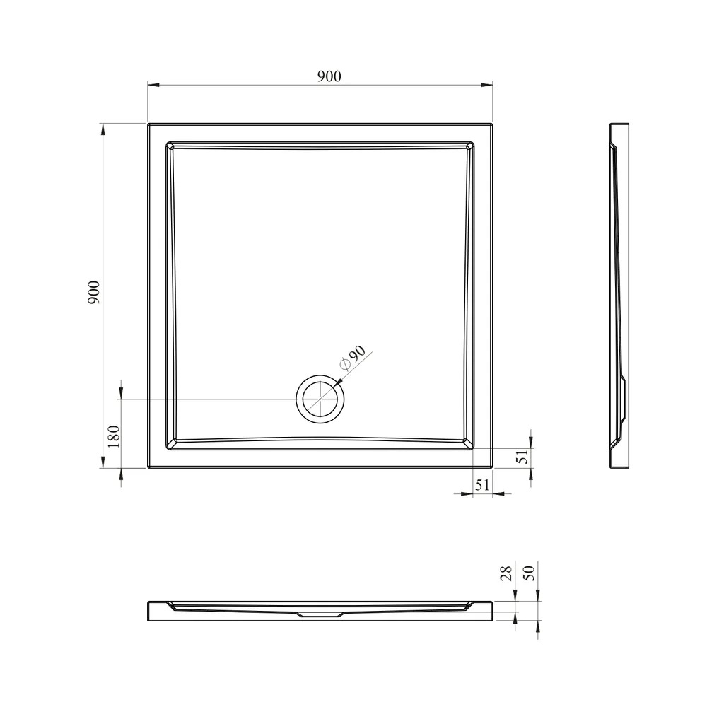Акриловый душевой поддон Lavinia Boho One 37014900 90х90 см