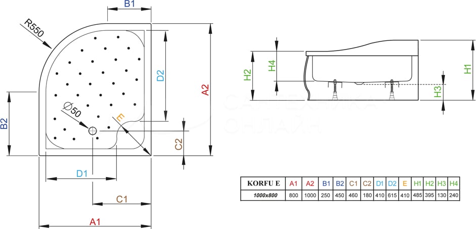 Поддон для душа Radaway Korfu E 100x80 R