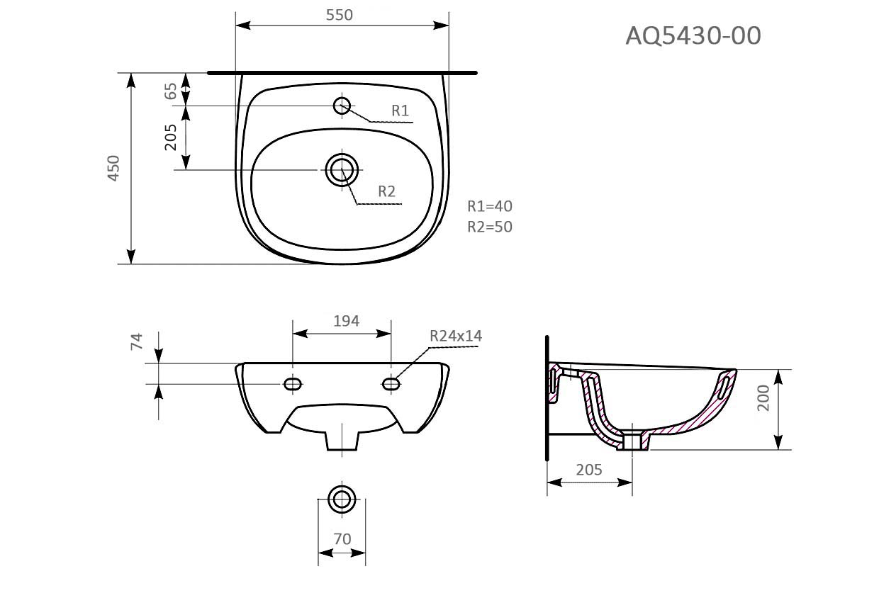 Раковина подвесная Aquatek AQ5430-00