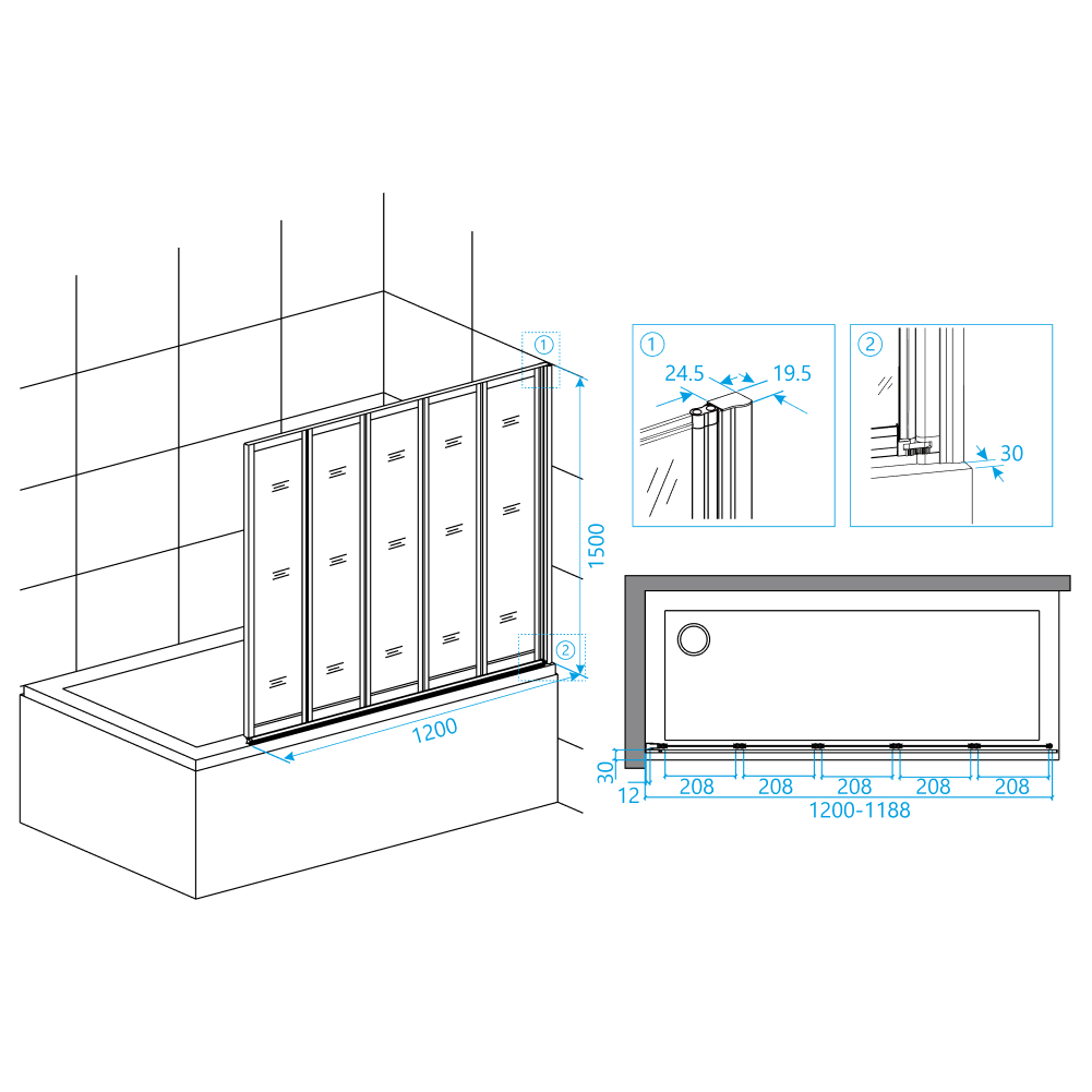 Шторка на ванну RGW SC-22 120х150
