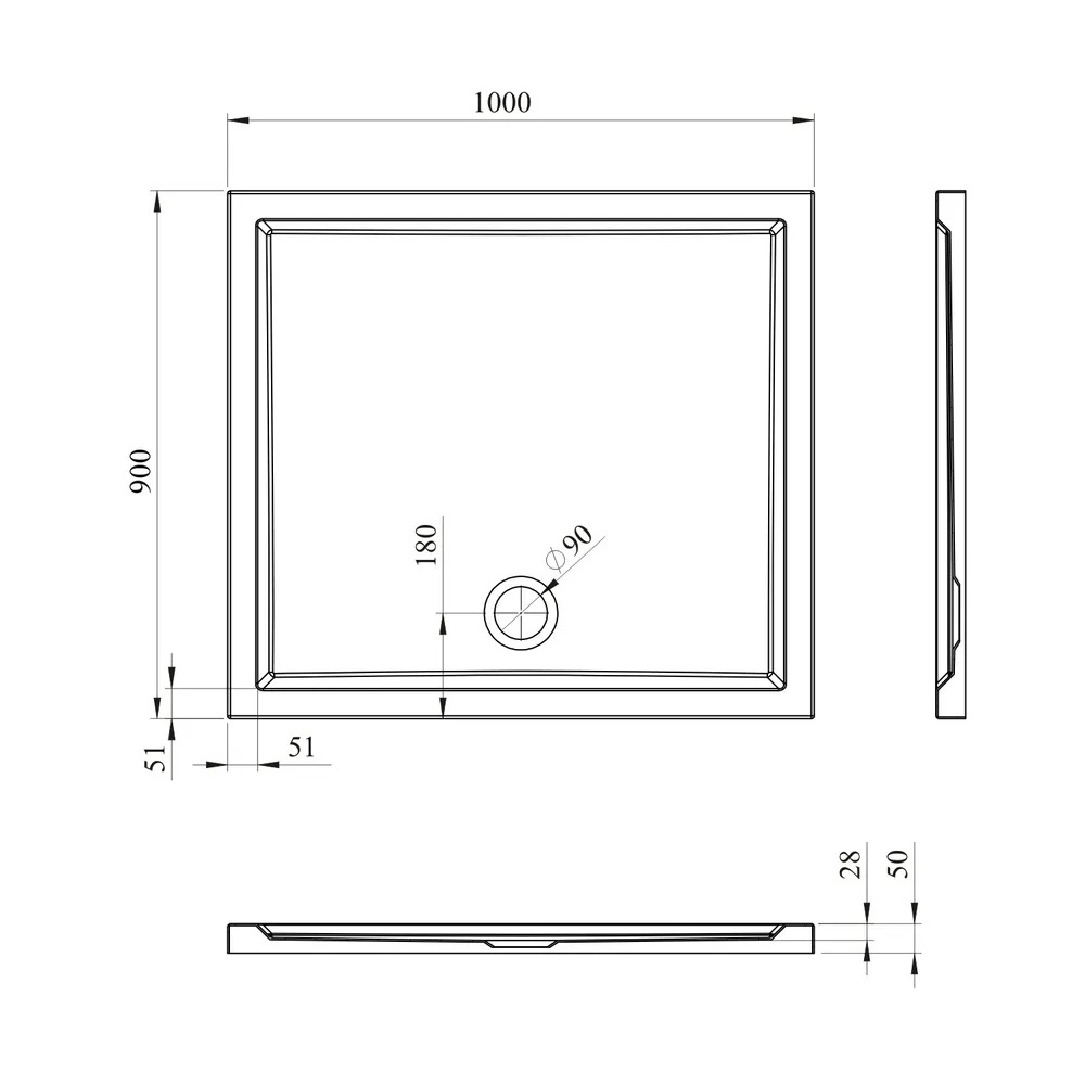 Акриловый душевой поддон Lavinia Boho One 37016100 100х90 см