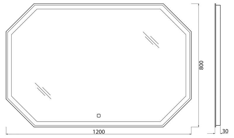 Зеркало BelBagno SPC-OTT 120х80 с сенсорным выключателем
