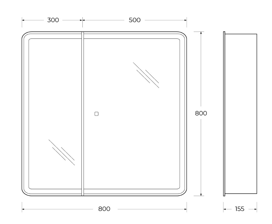 Зеркальный шкаф BelBagno SPC-MAR 80х80 с сенсорным выключателем