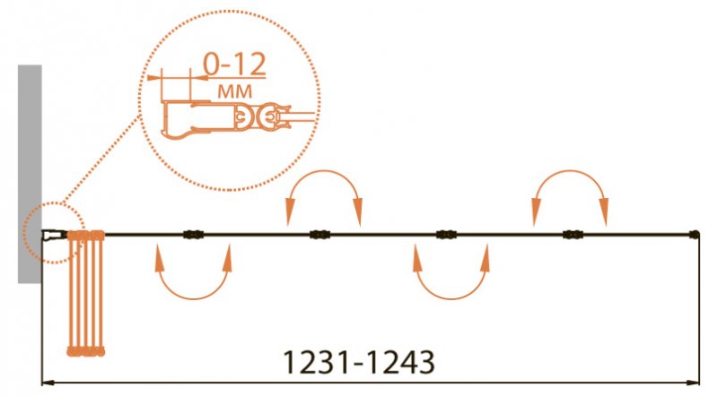Душевая шторка Cezares RELAX-V-5-120/140-P-Bi-L