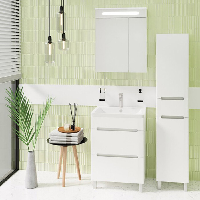 Тумба под раковину Runo Парма 58х45 2 ящика, напольная, белая