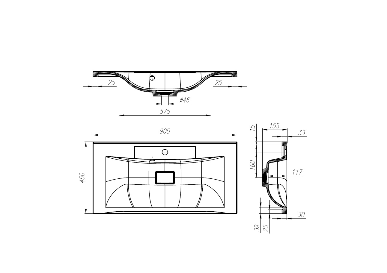 Раковина накладная BelBagno BB900/450-LV-MR-PR