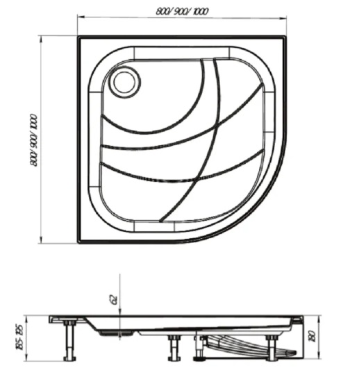 Поддон для душа 1Marka Bella New 01пбн80К, 80х80 см