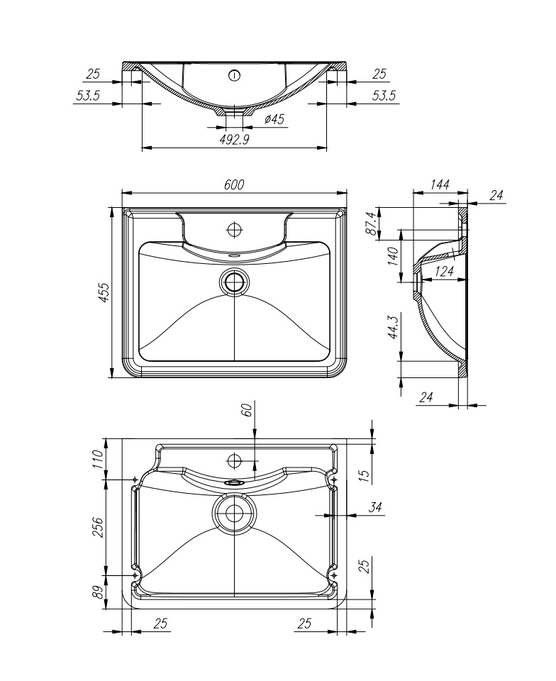 Раковина BelBagno BB600/455-LV-MR-ALR накладная