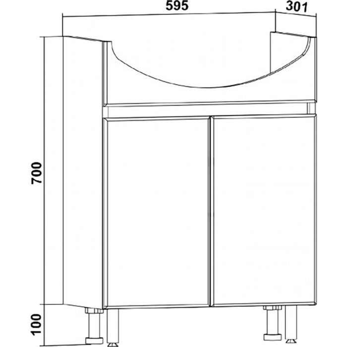 Тумба под раковину Runo Лада 59х30 дуб серый/графит