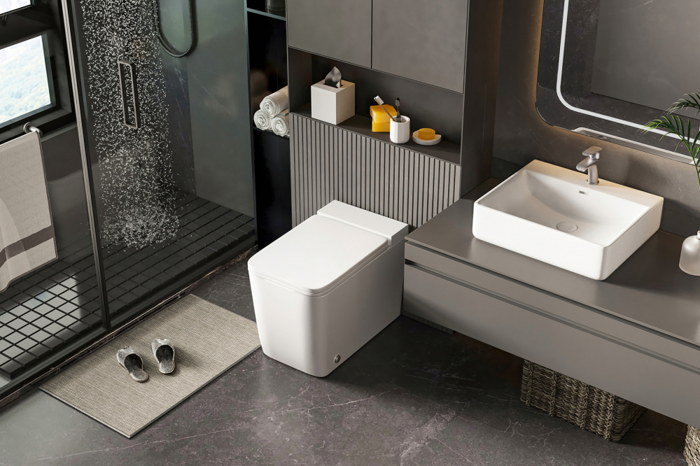 Унитаз Abber Rechteck AC1212P приставной белый с импульсным смывом