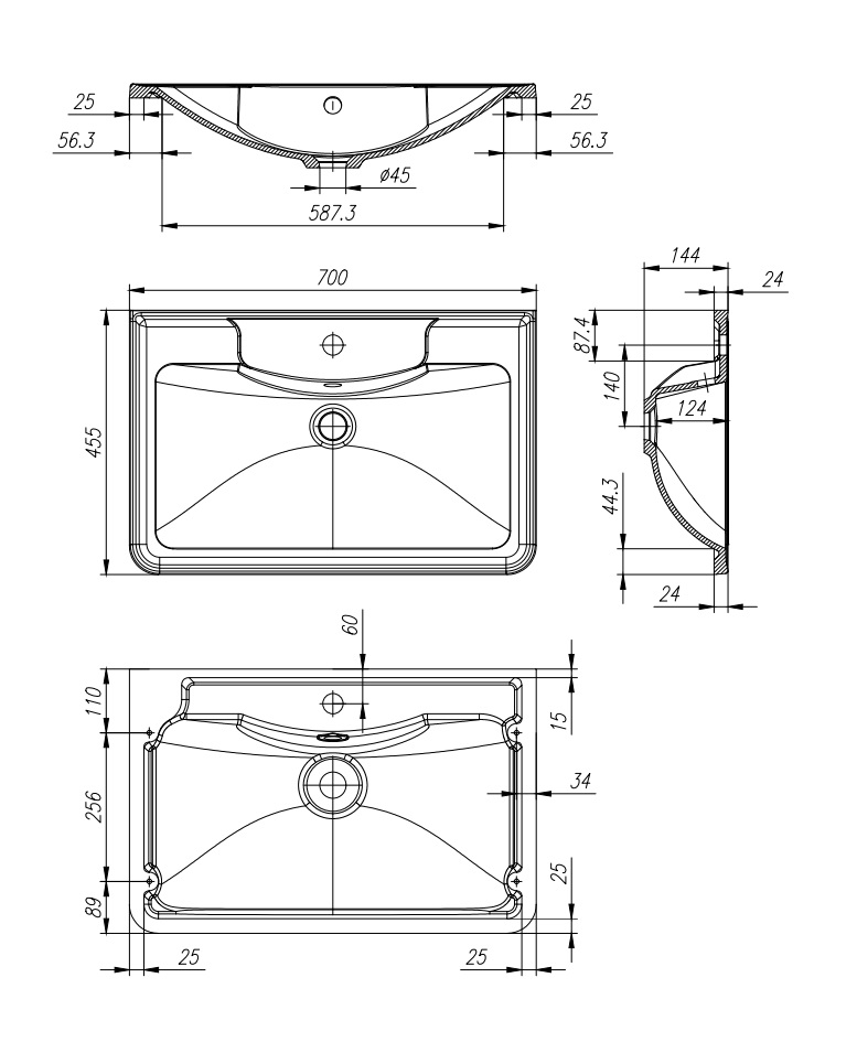 Раковина BelBagno BB700/455-LV-MR-ALR накладная